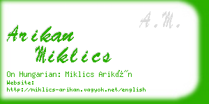 arikan miklics business card